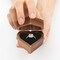 Wooden Heart Shape Ring Gift Box with Single Slot 2 Slot, Personalized Vintage Wood Jewelry Box for Proposal Engagement Wedding Ceremony Anniversary (Black-1 Slot)